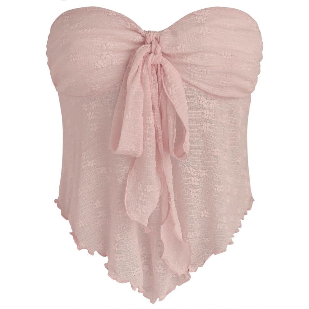 Cider Pink Strapless Bandeau Bow Top – Size XXS